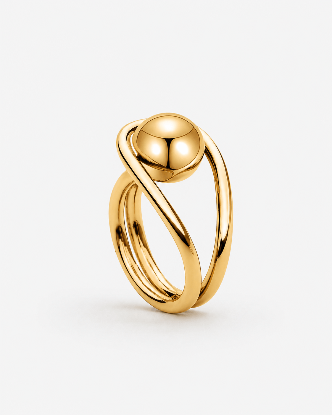 Two tone dome ring in gold and silver finish, modern sculptural statement ring for women, chunky open dome ring, contemporary mixed metal jewelry, bold minimalist fashion ring for everyday or elevated styling