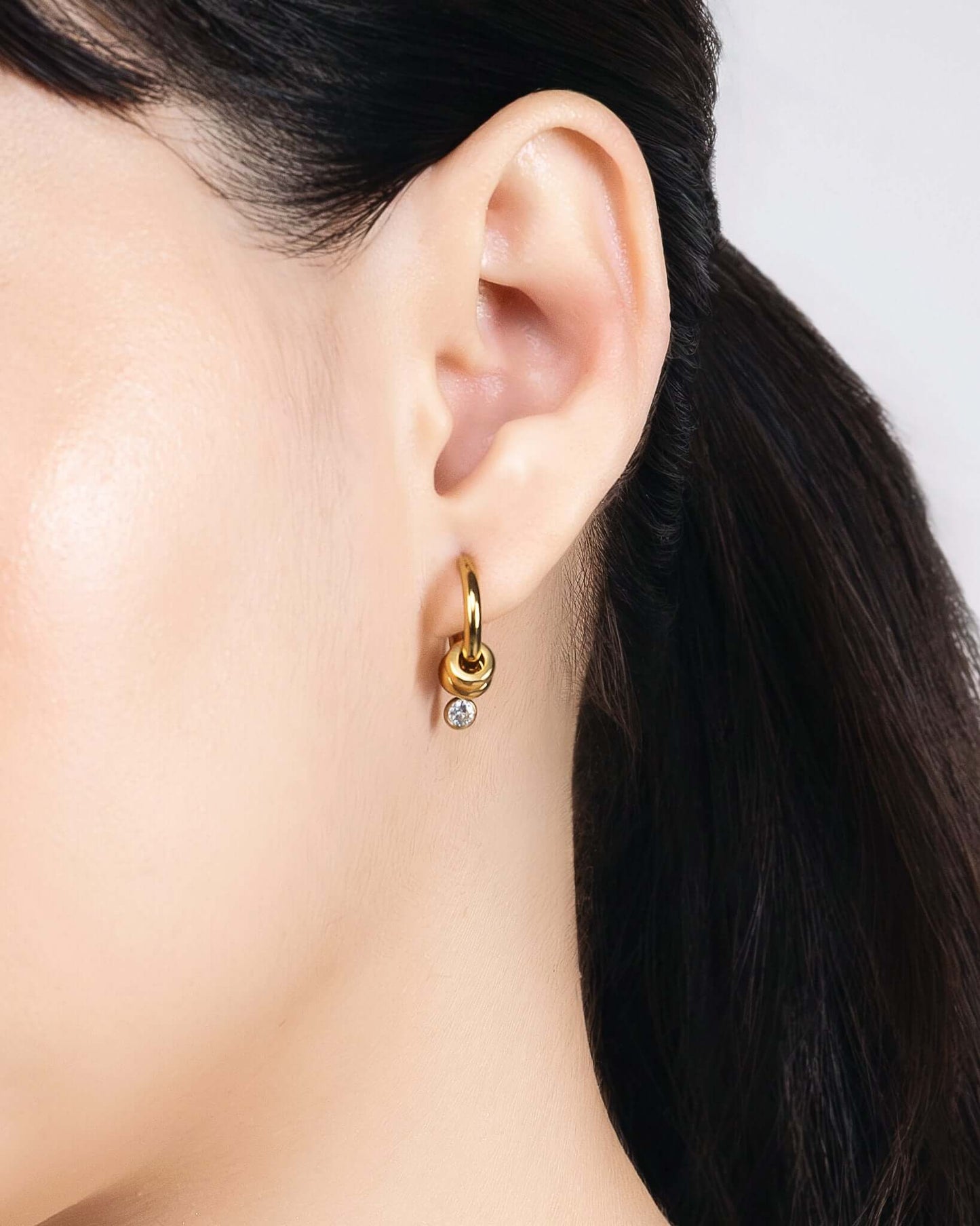 CZ Drop Charm Hoop