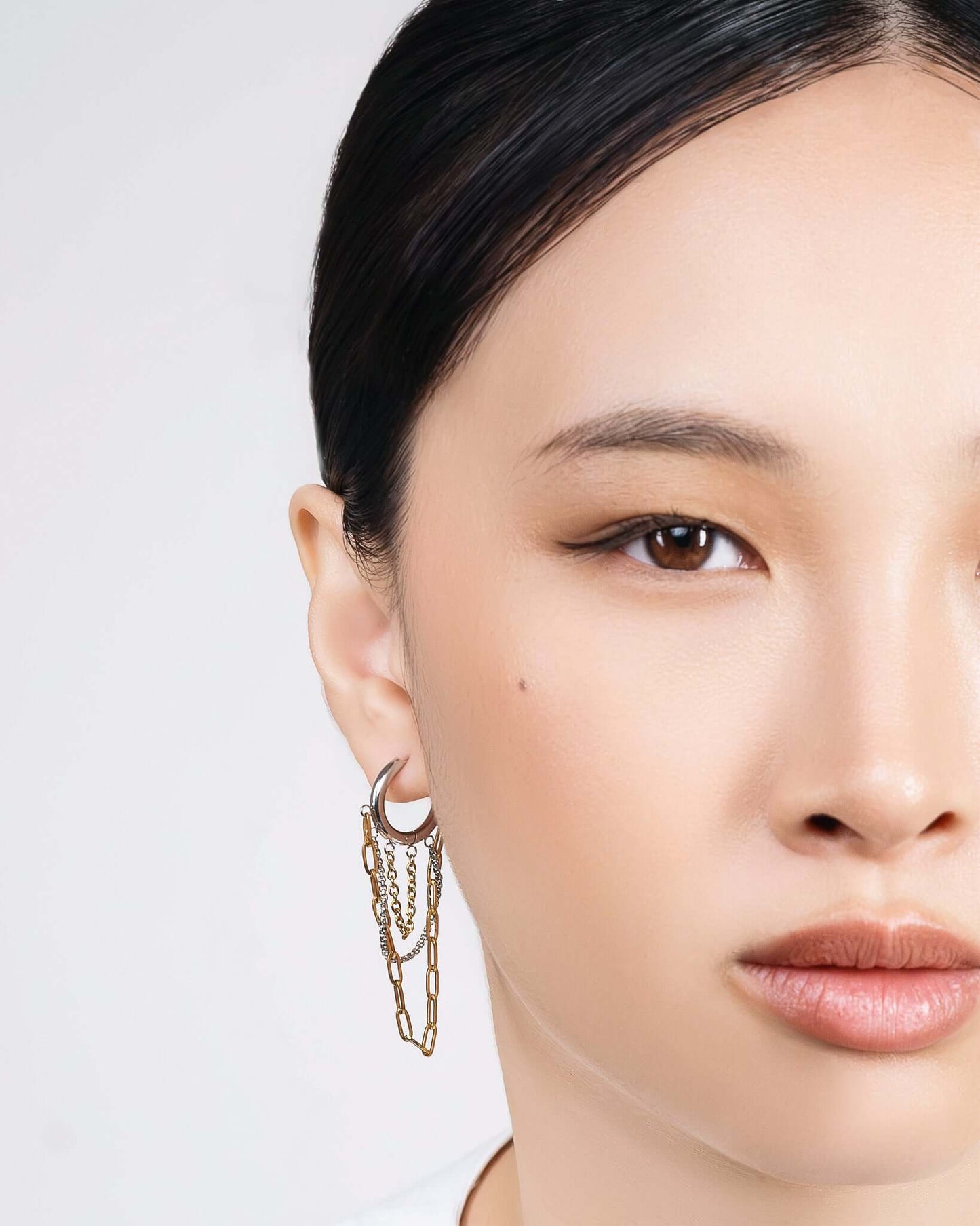 Chain Drop Hoop Earrings