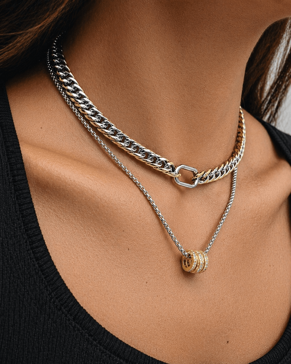 Two Tone Link Chain Necklace