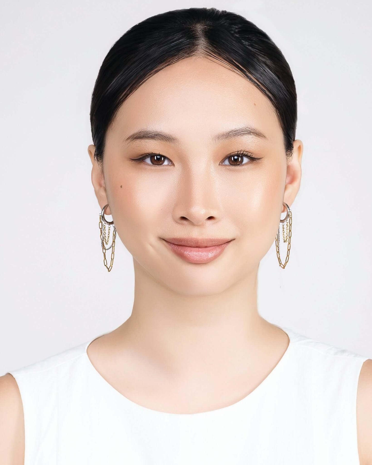 Chain Drop Hoop Earrings