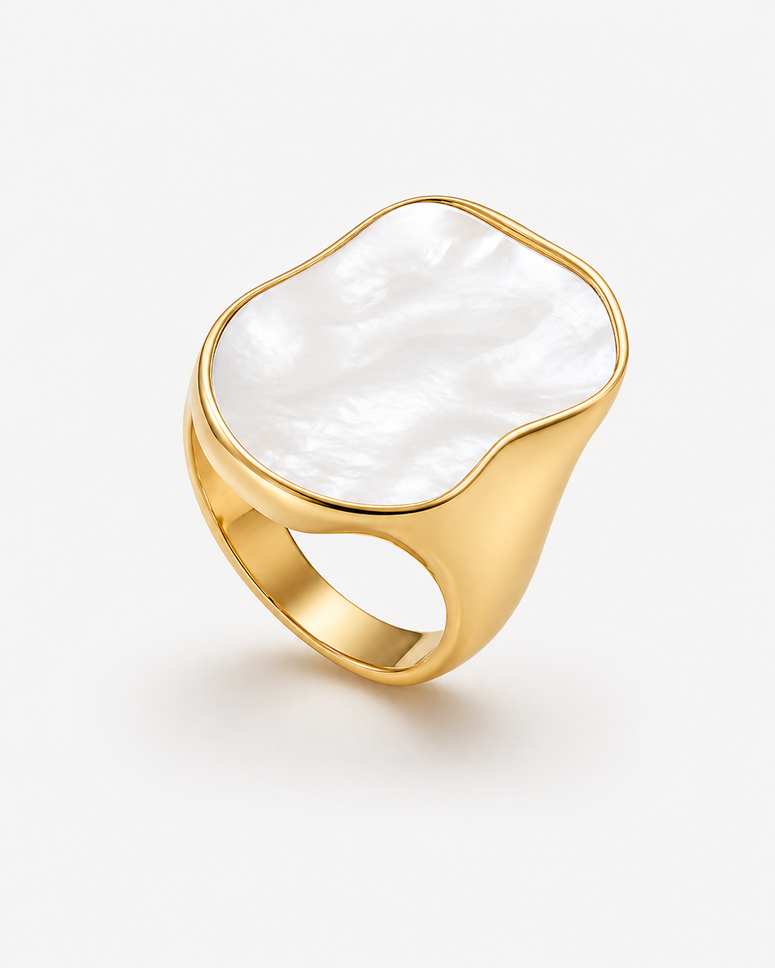 Mother of Pearl Statement Signet Ring