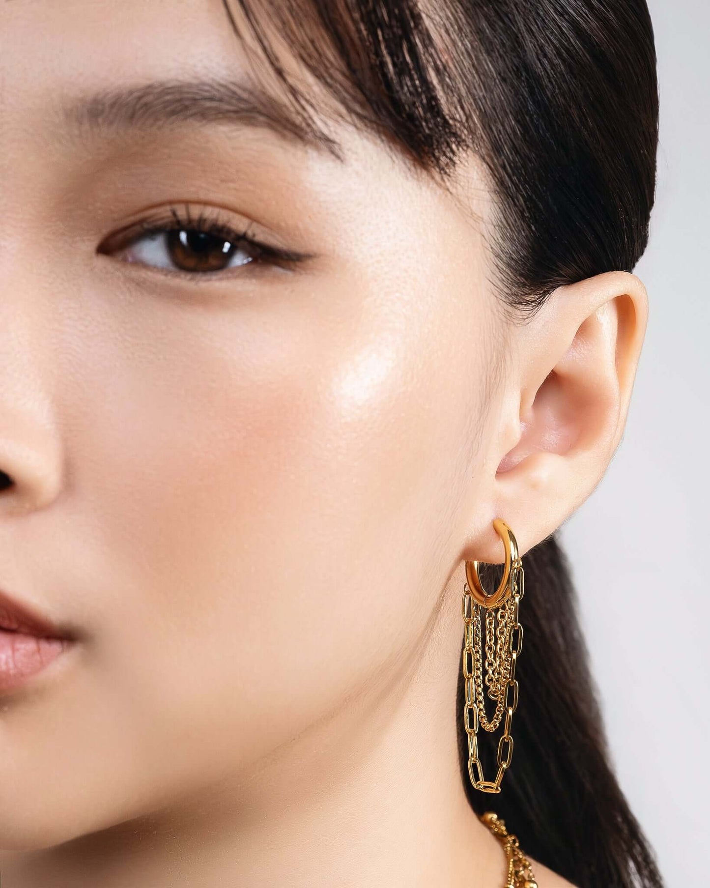 Chain Drop Hoop Earrings