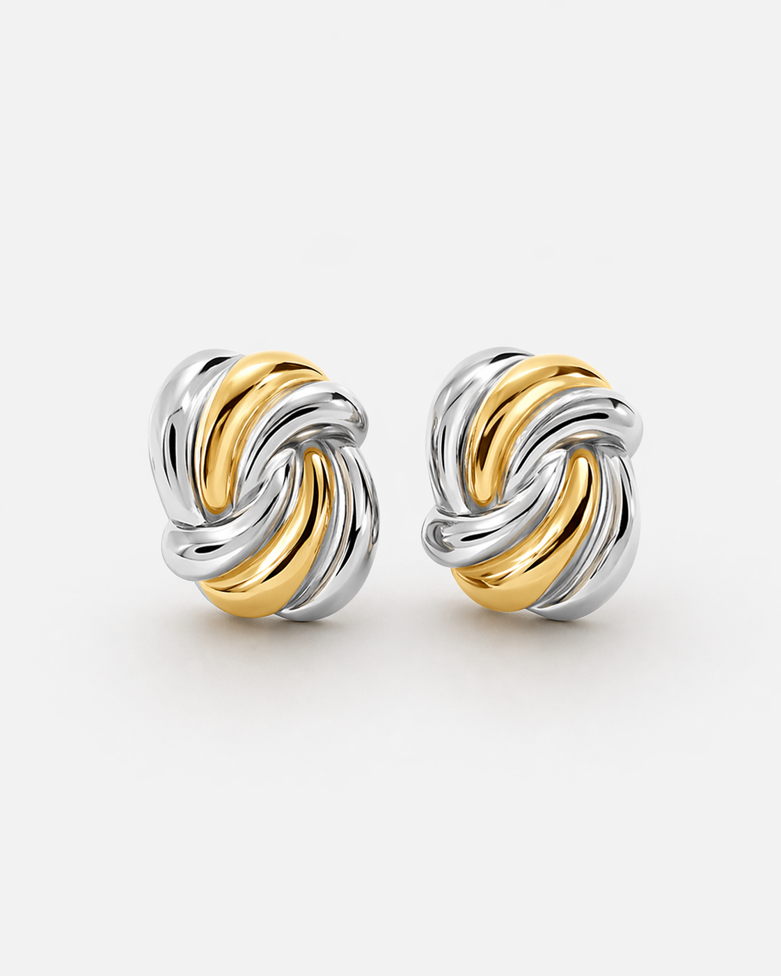 Two Tone Knot Stud Earrings