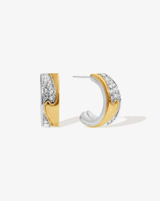 Two-Tone Crystal Huggie Hoops