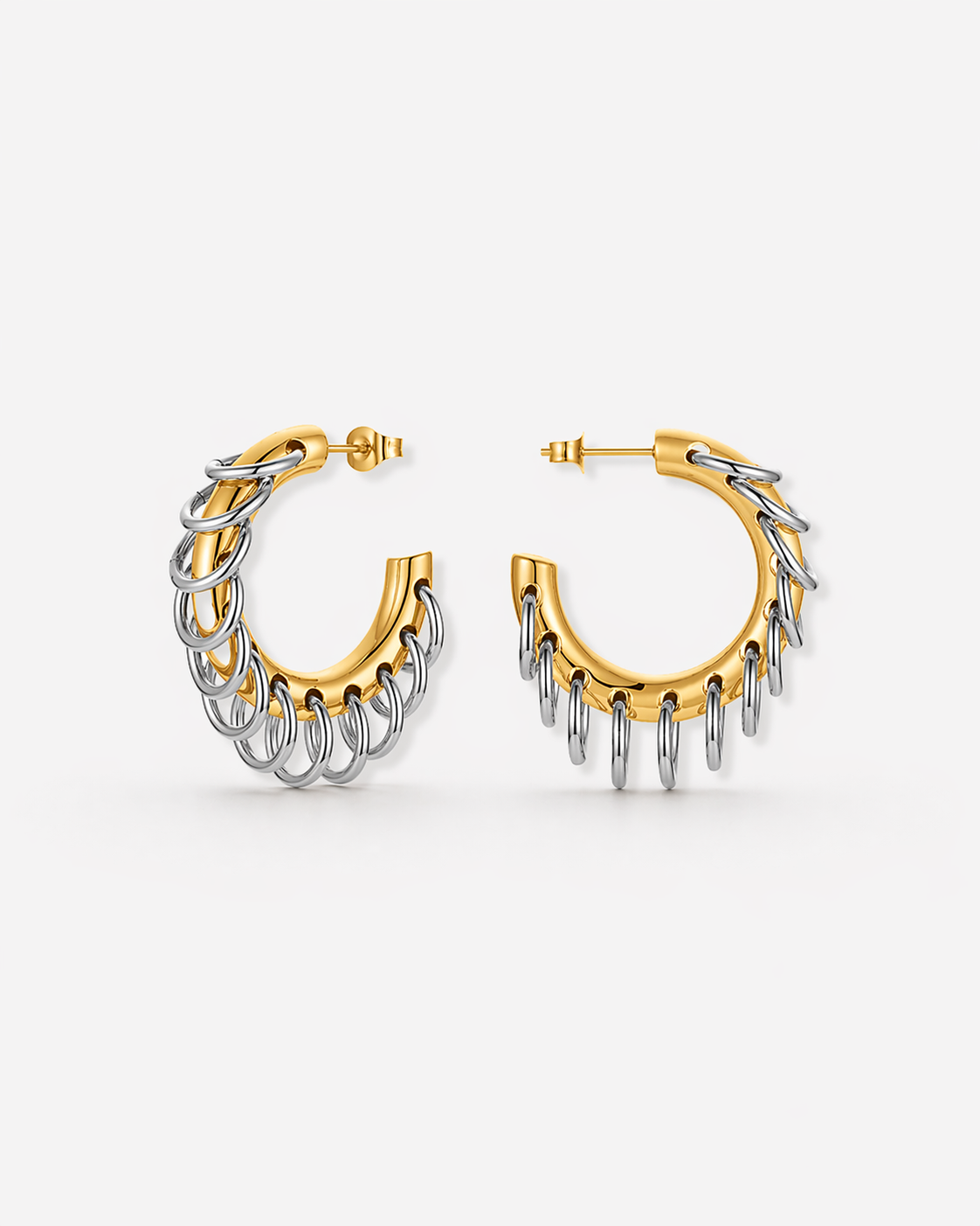 Santi Two-Tone Chain Hoops