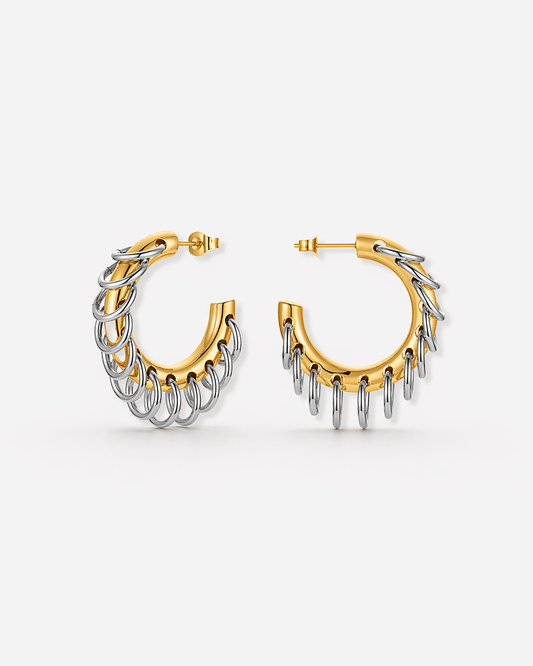 Santi Two-Tone Chain Hoops