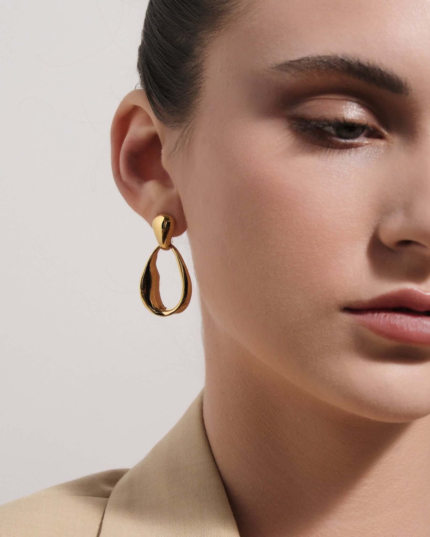 Bean Drop Stud Earrings