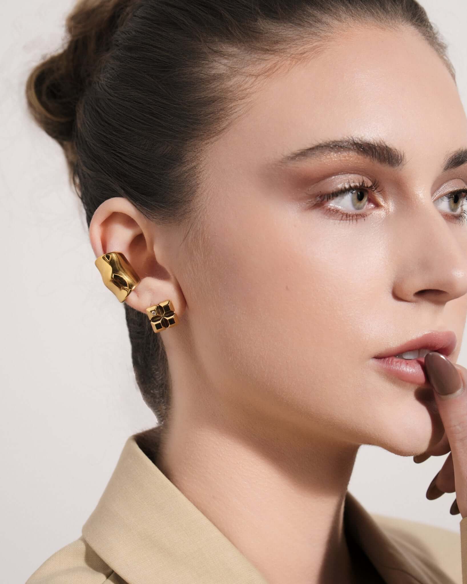 Wide Sculptural Ear Cuff – Gold or Silver Non-Pierced Statement Earring ...