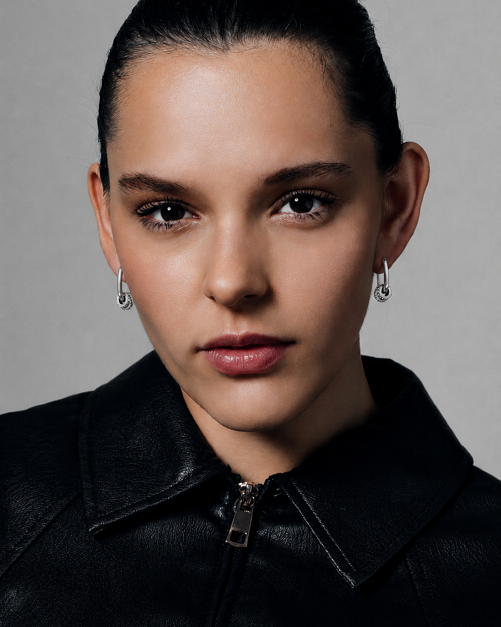 Square hoop earrings with crystal charms in gold and silver featuring polished geometric rectangular hoops, three pavé crystal ring accents and a modern statement jewelry design by RRule