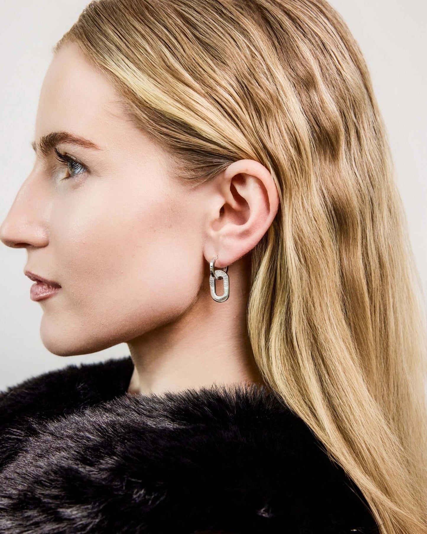 Double Hoop Pavé Chain Drop