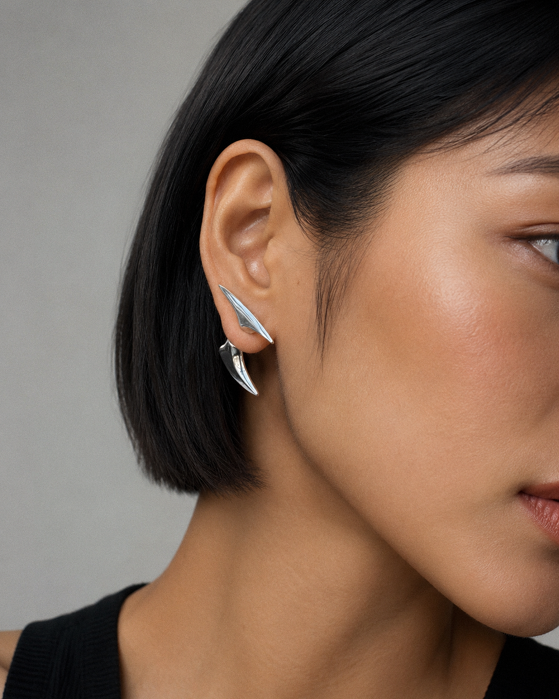 Silver Ear Jacket Earrings