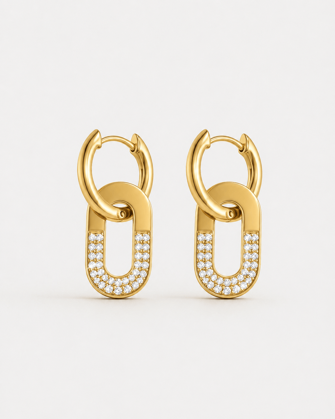 Double Hoop Pavé Chain Drop