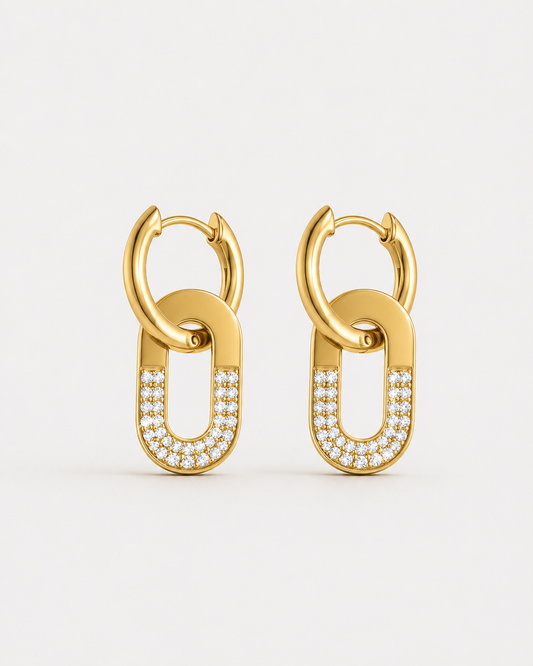 Double Hoop Pavé Chain Drop