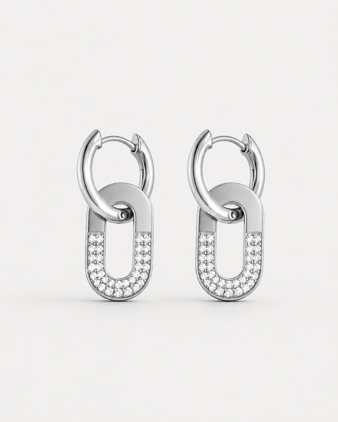 Double Hoop Pavé Chain Drop