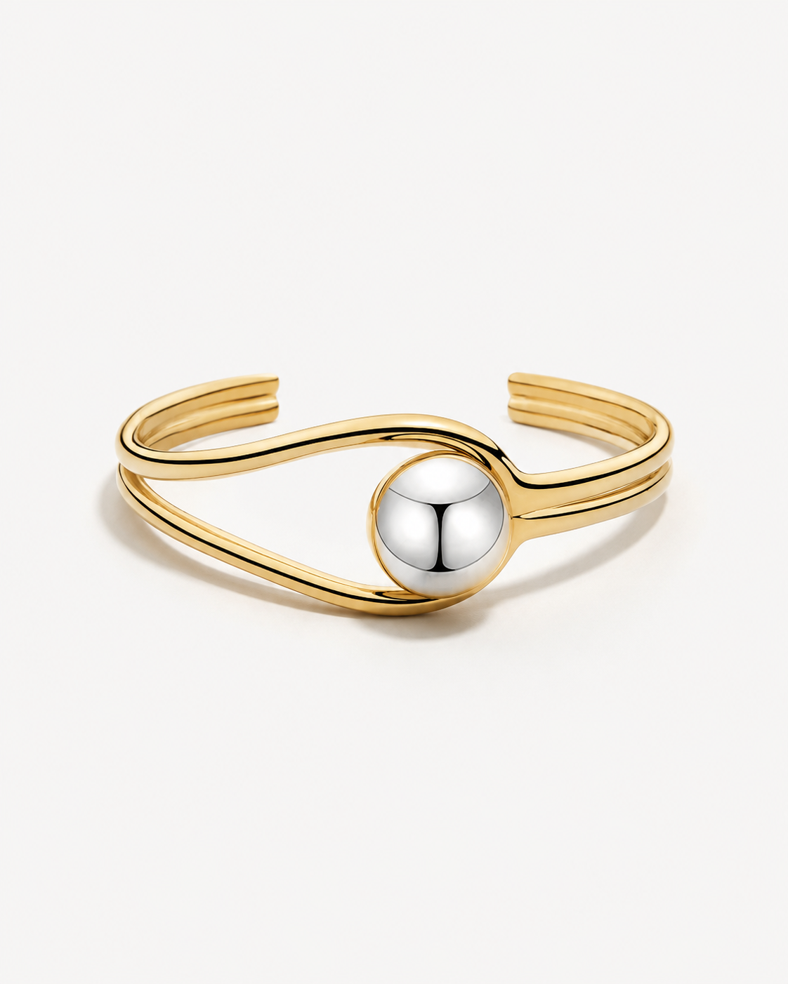 Two-Tone Sculptural Cuff Bracelet