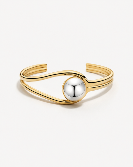 Two-Tone Sculptural Cuff Bracelet