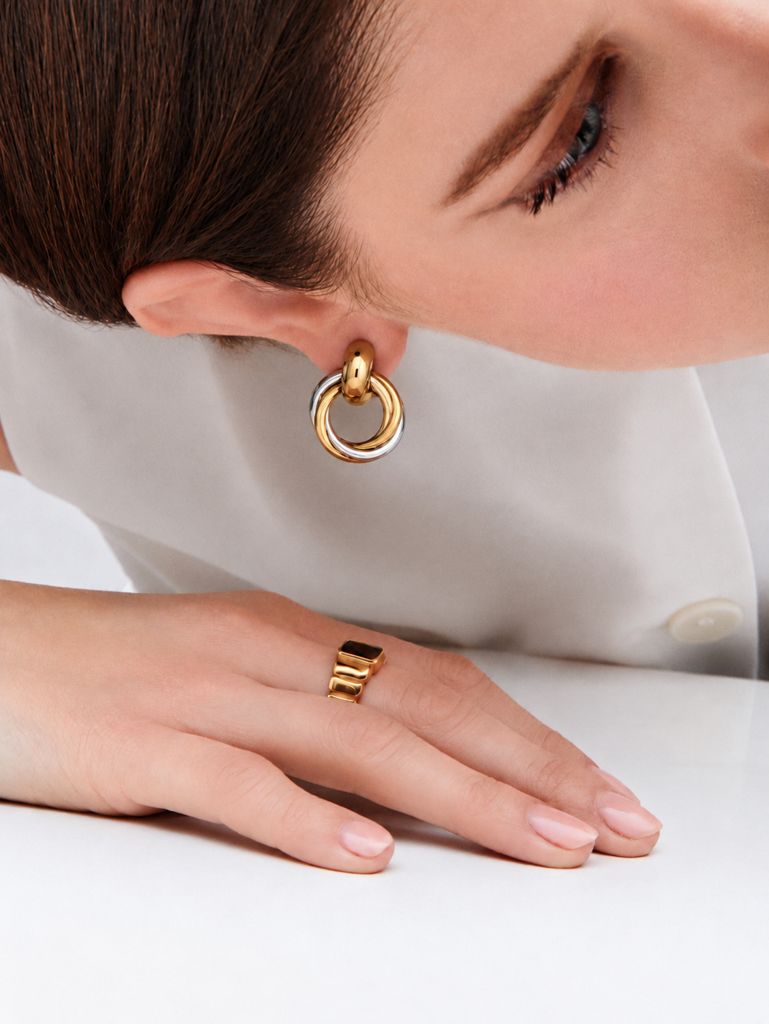 Mixed Metal Knot Hoops